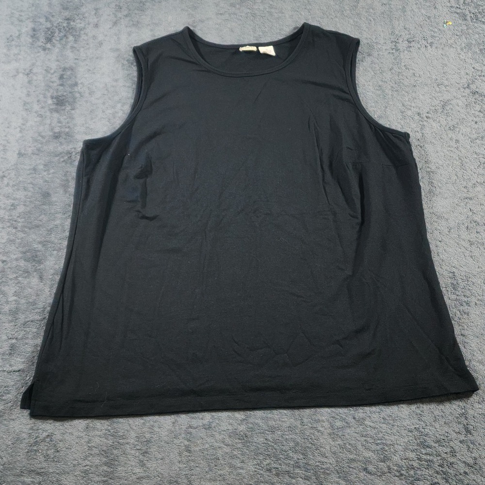 Linden Hill Tank Top Womens 1X Plus Size Black Sleeveless Rayon Nylon Spandex